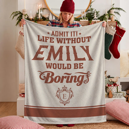 Life Without Your Name Would Be Boring Cream Terracotta Blanket EMILY 13K1 BK24