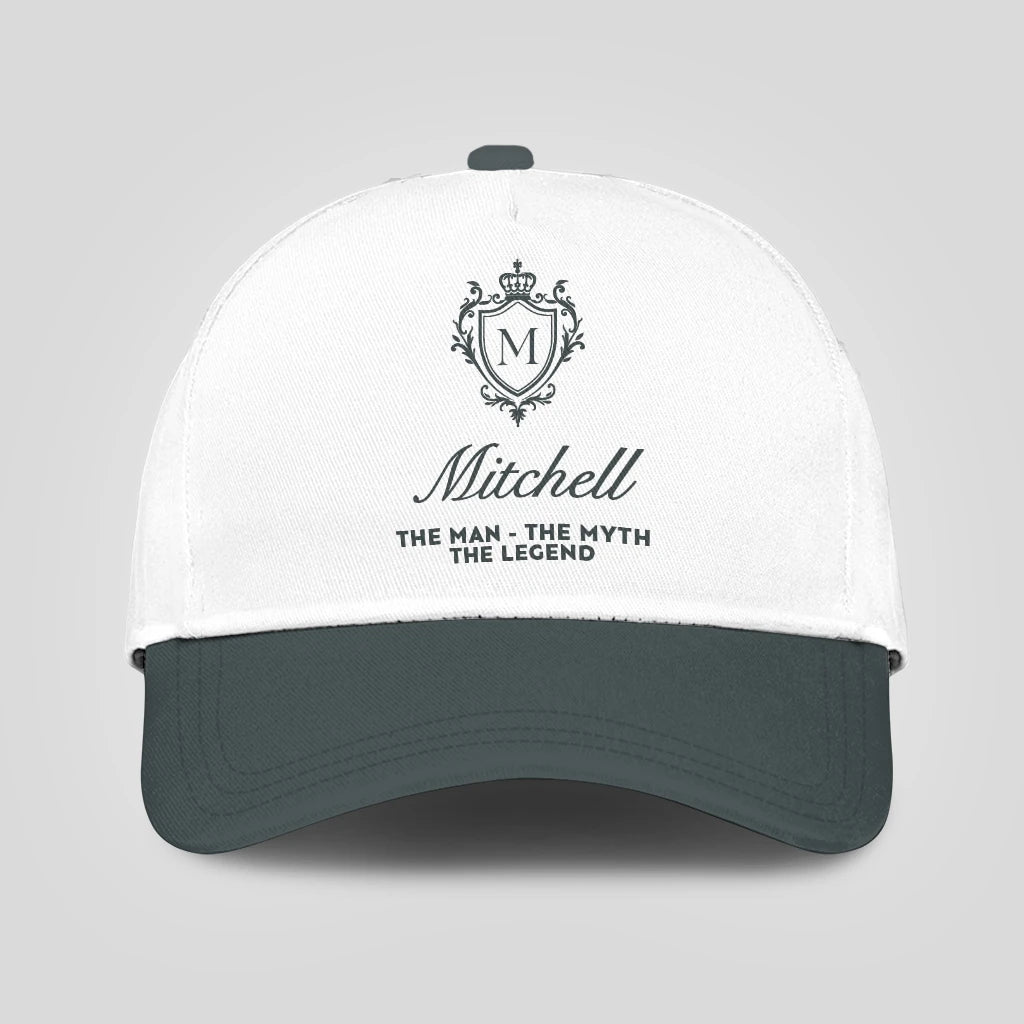 The Man The Myth The Legend Elegant Gray And White Cap MITCHELL 13K1 C170PF