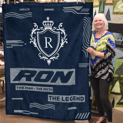 The Man The Myth The Legend Blue & Gray Fleece Blanket  RON 13K1 BK08