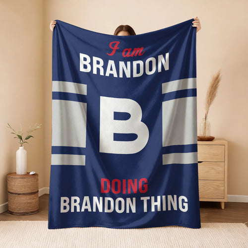 I'm Name Doing Name Things Navy Fleece Blanket BRANDON 13K1 BK51