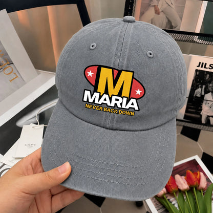 Never Back Down With Your Name And Initial Letter Washed Cap MARIA 13K1 C82PF