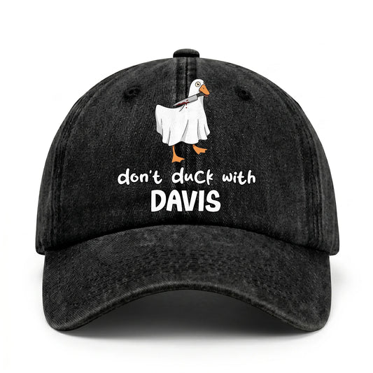 Don't Duck With Your Name Funny Washed Cap DAVIS 13K1 C129PF