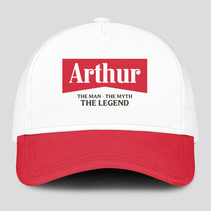 The Man The Myth The Legend Red And White Mesh Cap ARTHUR 13K1 C197PF