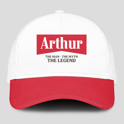 The Man The Myth The Legend Red And White Mesh Cap ARTHUR 13K1 C197PF