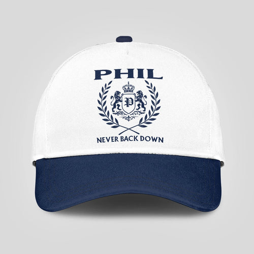 Never Back Down Blue And White Cap PHIL 13K1 C59PF