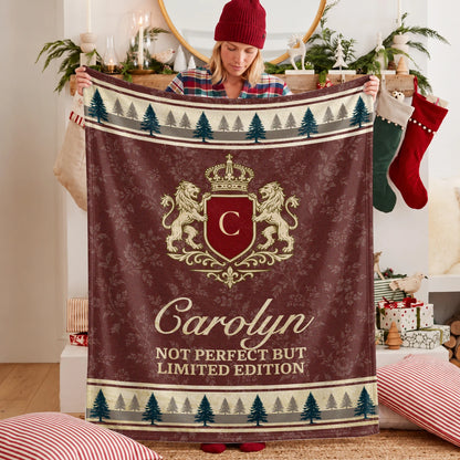 Not Perfect But Limited Edition Burgundy Pine Tree Fleece Blanket CAROLYN 13K1 BK41