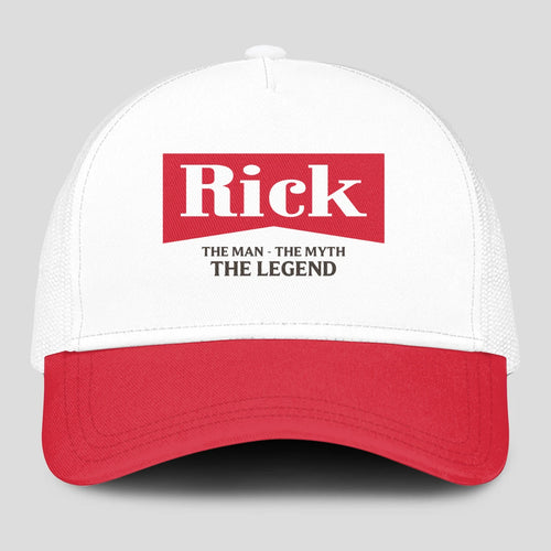 The Man The Myth The Legend Red And White Mesh Cap RICK 13K1 C197PF
