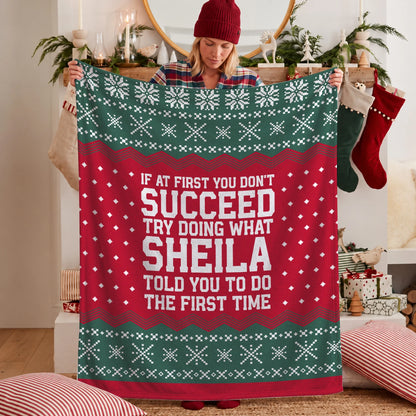 If At First You Don’t Succeed Red Green Christmas Fleece Blanket SHEILA 13K1 BK28
