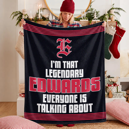 I'm That Legendary Name Dark Red Fleece Blanket EDWARDS 13K1 BK48