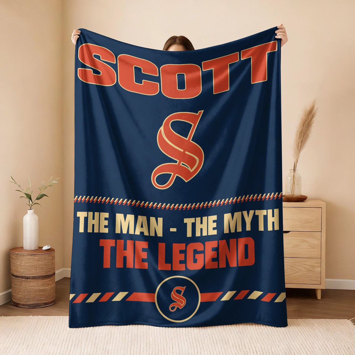The Man The Myth The Legend Retro Fleece Blanket SCOTT 13K1 BK53