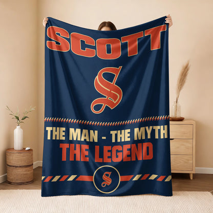 The Man The Myth The Legend Retro Fleece Blanket SCOTT 13K1 BK53