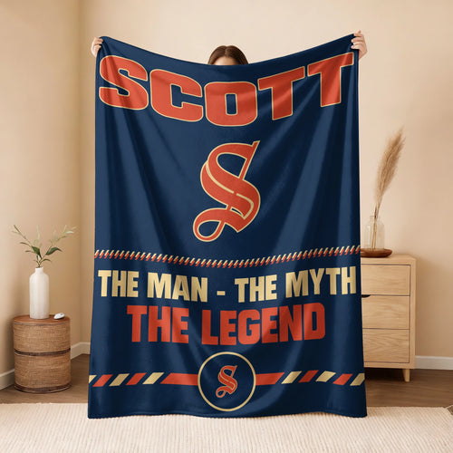 The Man The Myth The Legend Retro Fleece Blanket SCOTT 13K1 BK53
