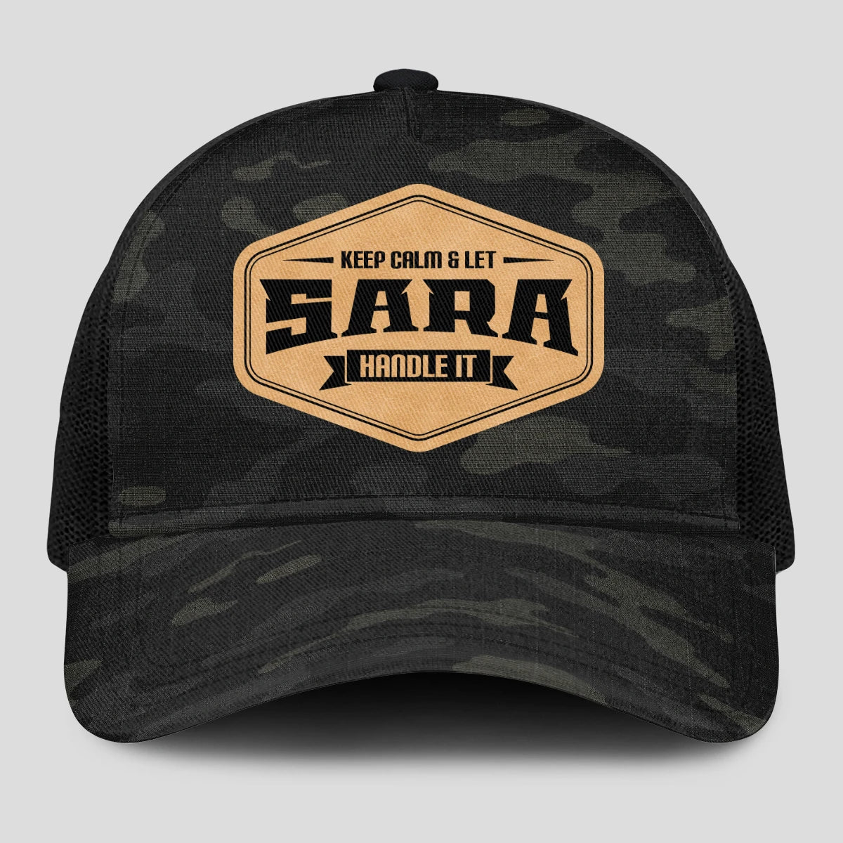 Keep Calm & Let Your Name Handle It Dark Camo Mesh Cap SARA 13K1 C195PF