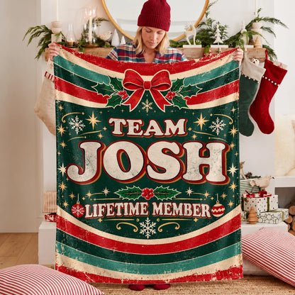 Team Your Name Lifetime Member Christmas Fleece Blanket JOSH 13K1 BK52