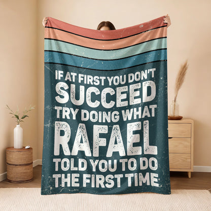 If At First You Don’t Succeed Retro Green Fleece Blanket RAFAEL 13K1 BK29
