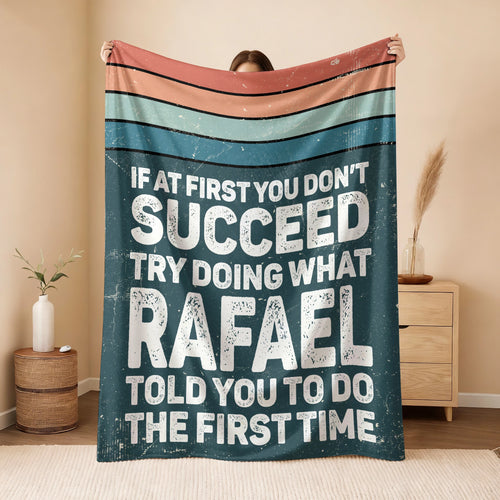 If At First You Don’t Succeed Retro Green Fleece Blanket RAFAEL 13K1 BK29