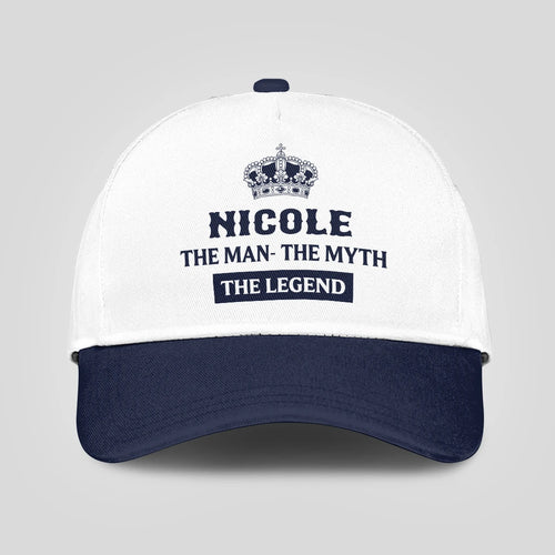 The Man The Myth The Legend King Crown Blue And White Cap NICOLE 13K1 C147PF