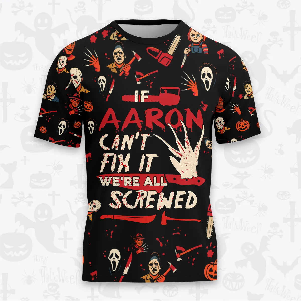 AARON Horror Halloween Pajama Set Scary T-Shirt & Pants Sleepwear Costume 13K1-HL1