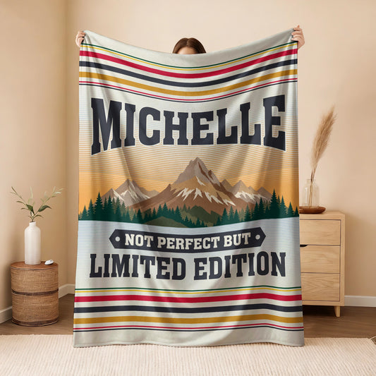 Not Perfect But Limited Edition Vintage Mountain Fleece Blanket MICHELLE 13K1 BK45