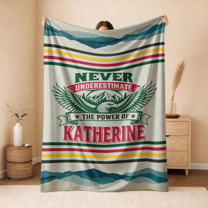 Never Underestimate Your Name Vintage Mountain Fleece Blanket KATHERINE 13K1 BK44