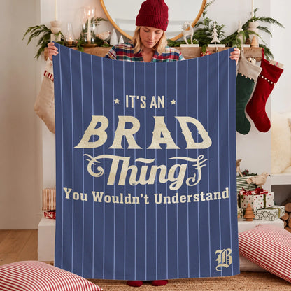 Your Name Thing Striped Blue Fleece Blanket BRAD 13K1 BK23