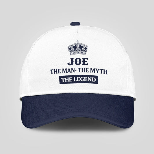 The Man The Myth The Legend King Crown Blue And White Cap JOE 13K1 C147PF