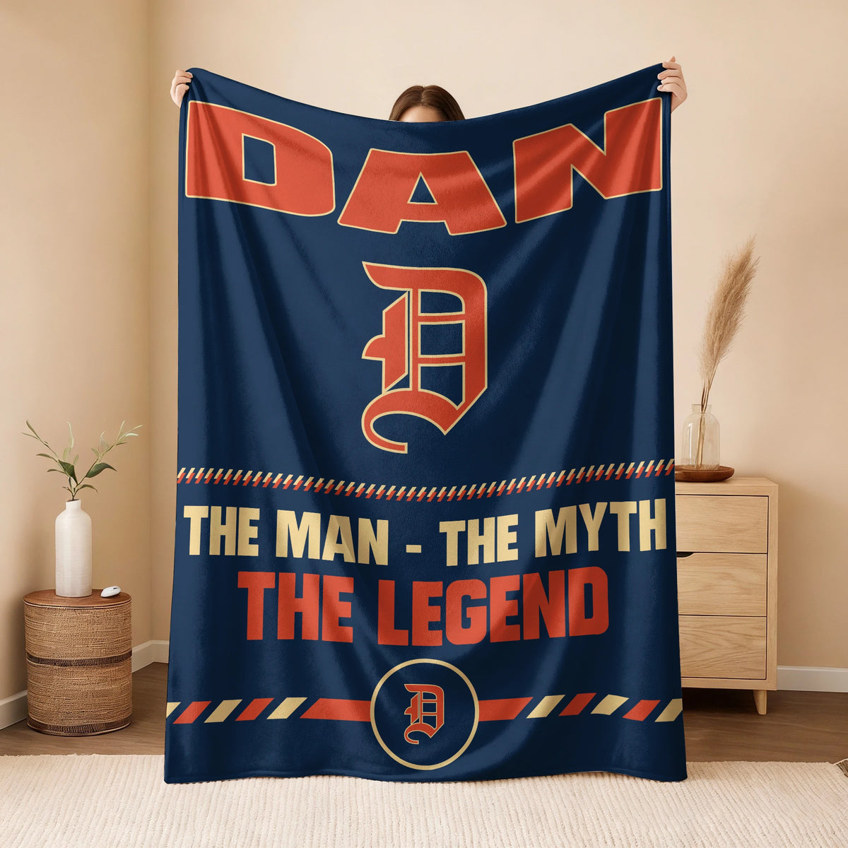 The Man The Myth The Legend Retro Fleece Blanket DAN 13K1 BK53