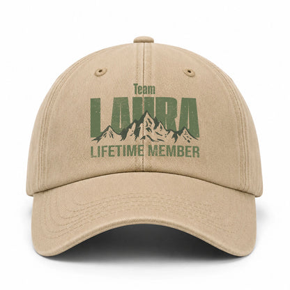 Team Your Name Lifetime Member Mountain Cap LAURA 13K1 C58PF