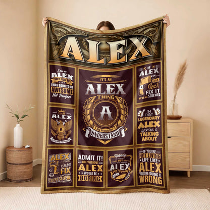 ALEX Personalized Blanket | Custom Name Cozy Throw Gift 13K1-BK4