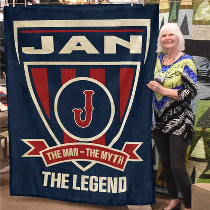 The Man The Myth The Legend Blue Burgundy Baseball Blanket JAN 13K1 BK18