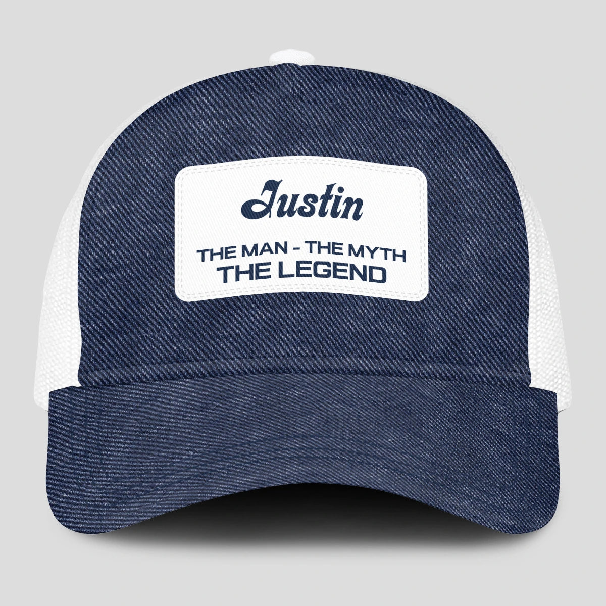 The Man The Myth The Legend Blue Denim Mesh Cap JUSTIN 13K1 C194PF