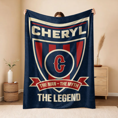 The Man The Myth The Legend Blue Burgundy Baseball Blanket CHERYL 13K1 BK18