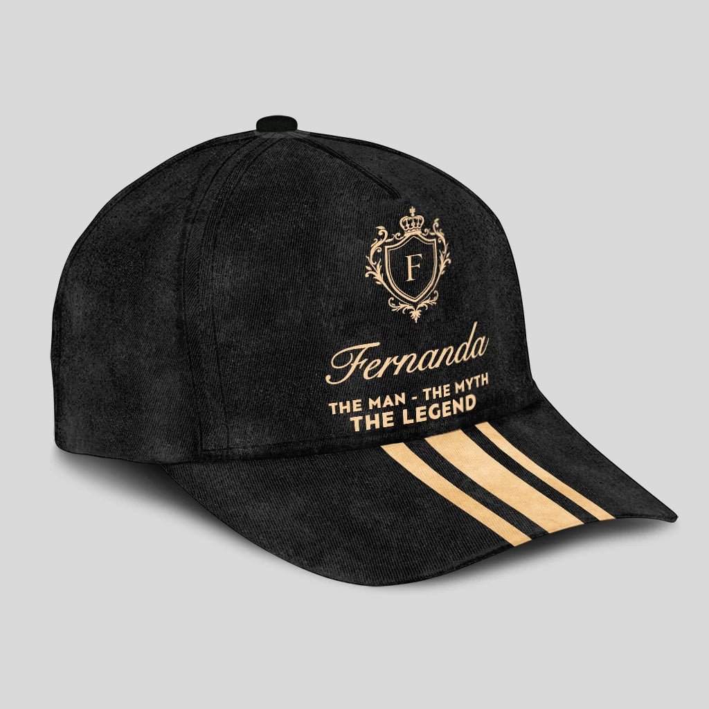 The Man The Myth The Legend Golden Stripes Black Cap FERNANDA 13K1 C136PF