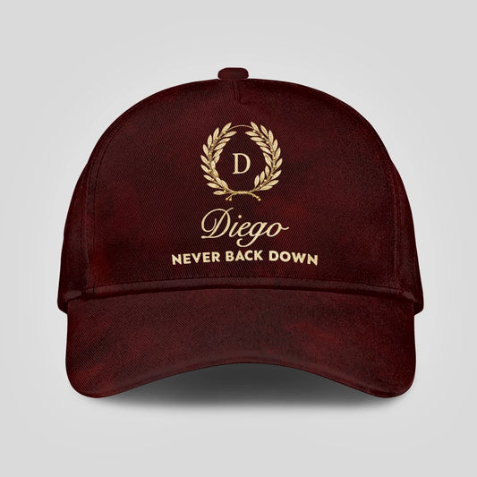 Never Back Down Golden Olive Burgundy Cap DIEGO 13K1 C177PF