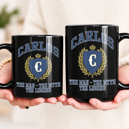 The Man The Myth The Legend Blue And Yellow Logo Mug CARLOS 13K1 MG24