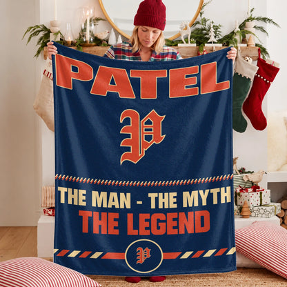 The Man The Myth The Legend Retro Fleece Blanket PATEL 13K1 BK53