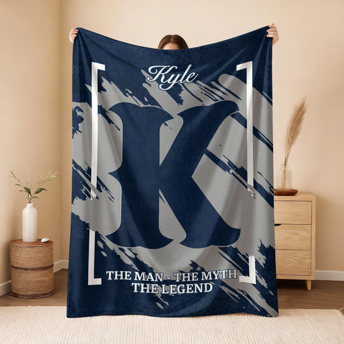The Man The Myth The Legend Navy Baseball Fleece Blanket KYLE 13K1 BK17