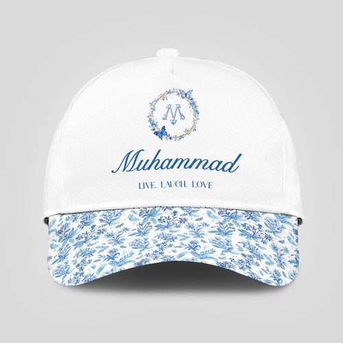 Live Laugh Love Blue Flowers Cap MUHAMMAD 13K1 C50PF
