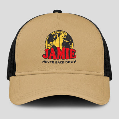 Never Back Down World Logo Khaki Mesh Cap JAMIE 13K1 C212PF