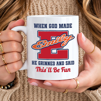 When God Made Your Name Personalized Baseball Mug EMILY 13K1 MG07