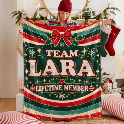 Team Your Name Lifetime Member Christmas Fleece Blanket LARA 13K1 BK52
