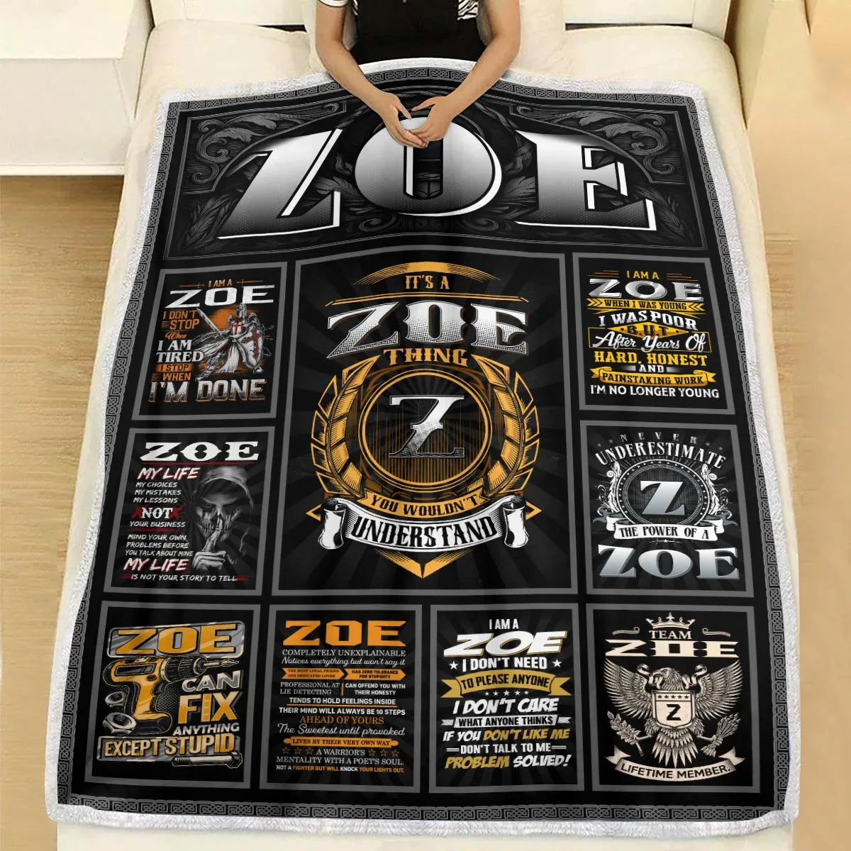 ZOE Personalized Blanket | Custom Name Cozy Throw Gift 13K3-BK2