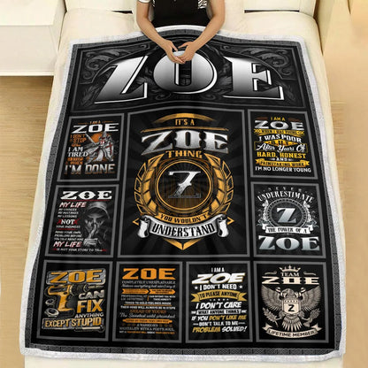 ZOE Personalized Blanket | Custom Name Cozy Throw Gift 13K3-BK2