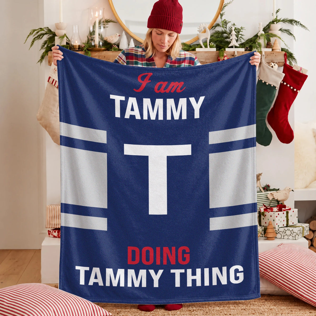 I'm Name Doing Name Things Navy Fleece Blanket TAMMY 13K1 BK51