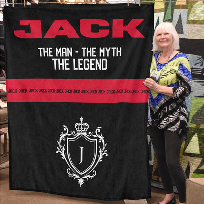 The Man The Myth The Legend Black Red Fleece Blanket JACK 13K1 BK14