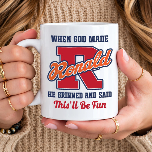 When God Made Your Name Personalized Baseball Mug RONALD 13K1 MG07
