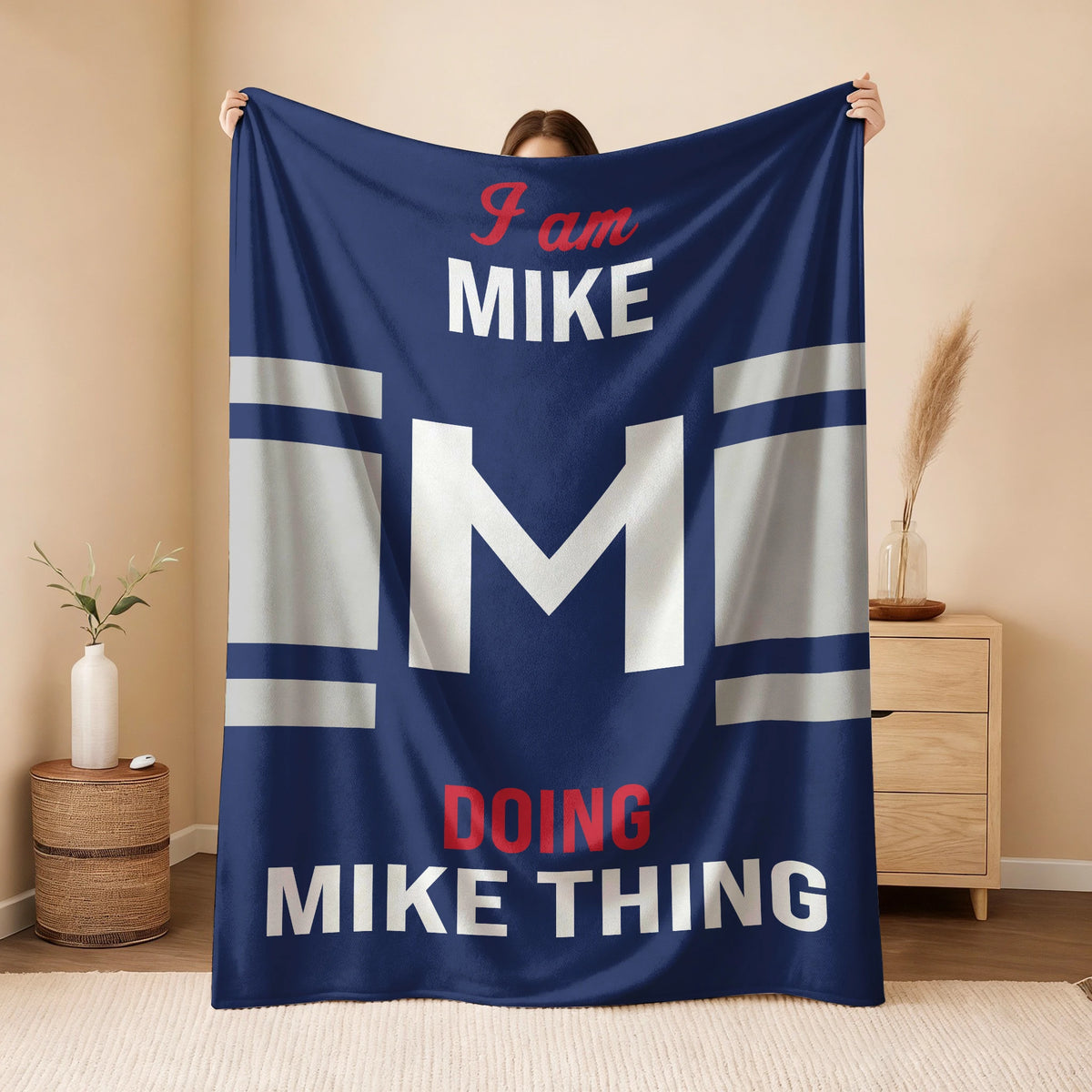 I'm Name Doing Name Things Navy Fleece Blanket MIKE 13K1 BK51