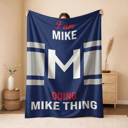 I'm Name Doing Name Things Navy Fleece Blanket MIKE 13K1 BK51