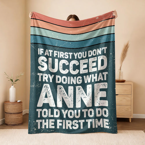 If At First You Don’t Succeed Retro Green Fleece Blanket ANNE 13K1 BK29