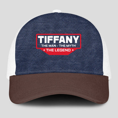 The Man The Myth The Legend Navy Brown And White Mesh Cap TIFFANY 13K1 C200PF